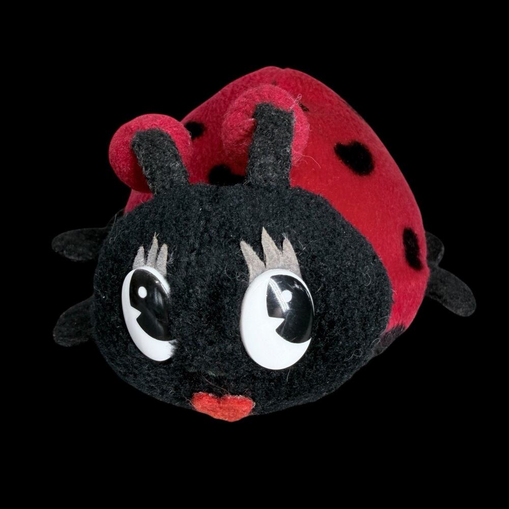 Vtg 1996 Stuffins Ladybug Plush Red Black Side Eye Bug Toy 5.5 in Heart